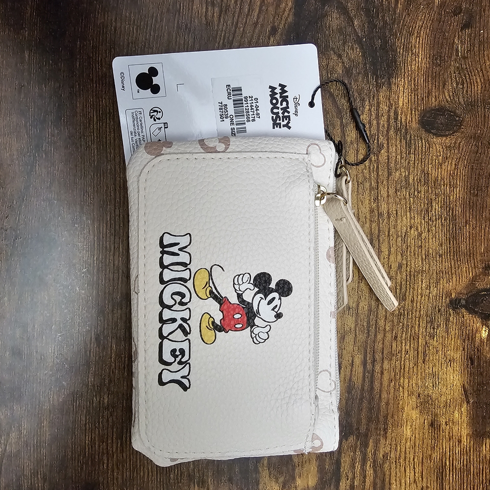 Disney Mickey Mouse Cream Wallet with Gold Zipper
